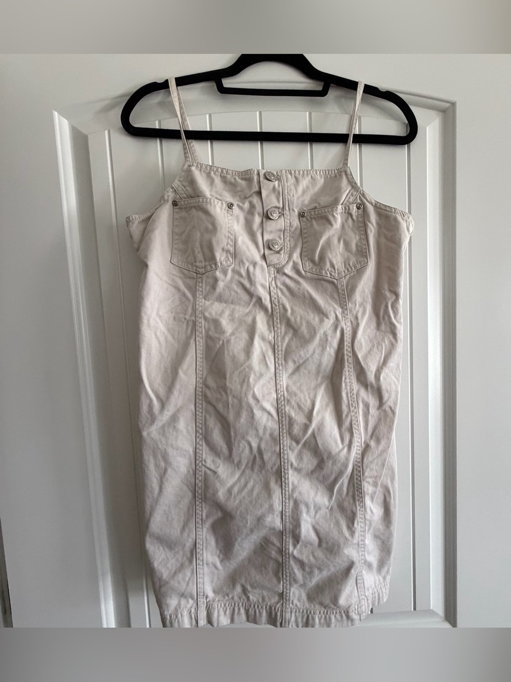 Vintage KIKOMO Ivory Denim Overall Jumper Dress Size M